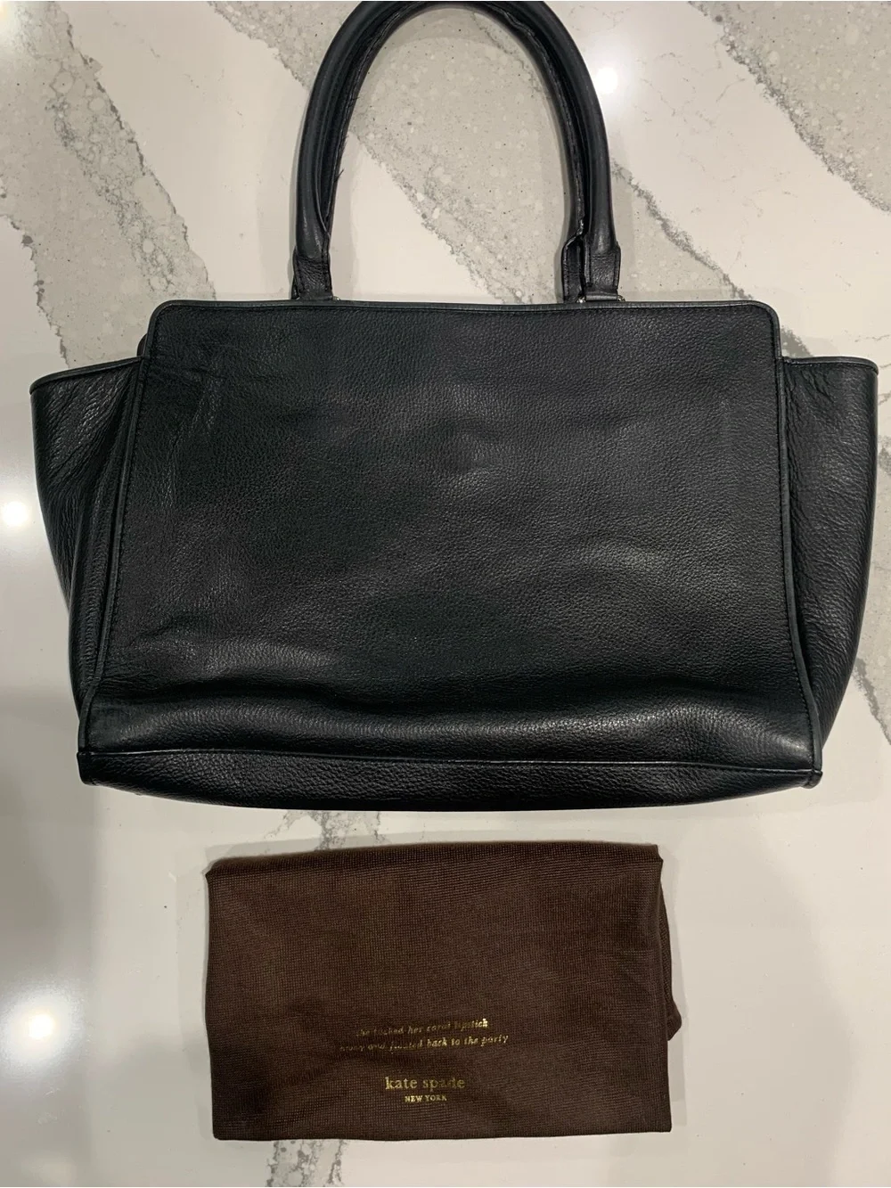 kate spade Black Leather Satchel with Gold Hardware